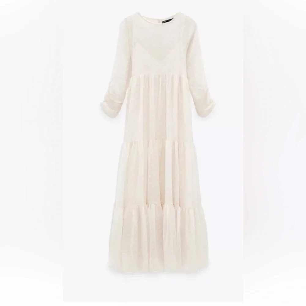 Zara Elegant Cream Maxi Dress - Picture 3 of 4